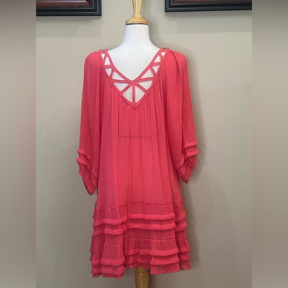 Umgee | Size 1XL Melon Color Boho Dress - Picture 4 of 6